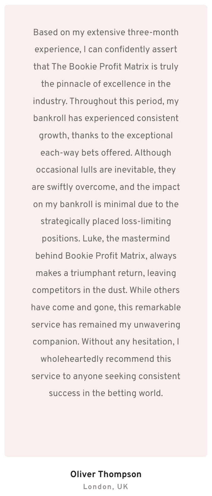 Bookie Profit Matrix testimonial mobile 1