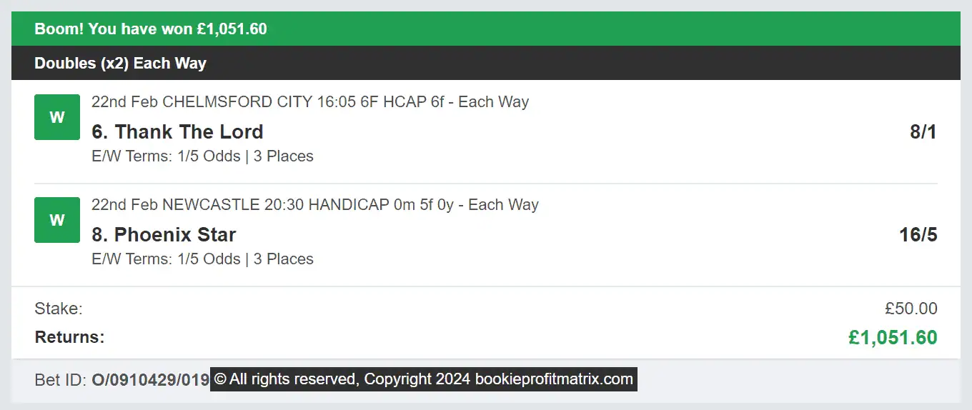 Bookie Profit Matrix - Winner - Multi - 2024-02-22