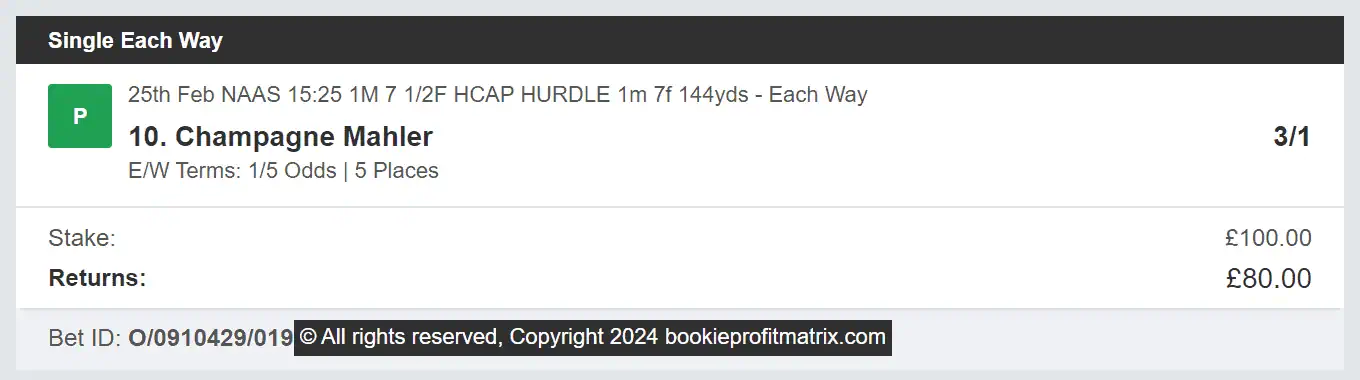 Bookie Profit Matrix - Winner 1 - 2024-02-25