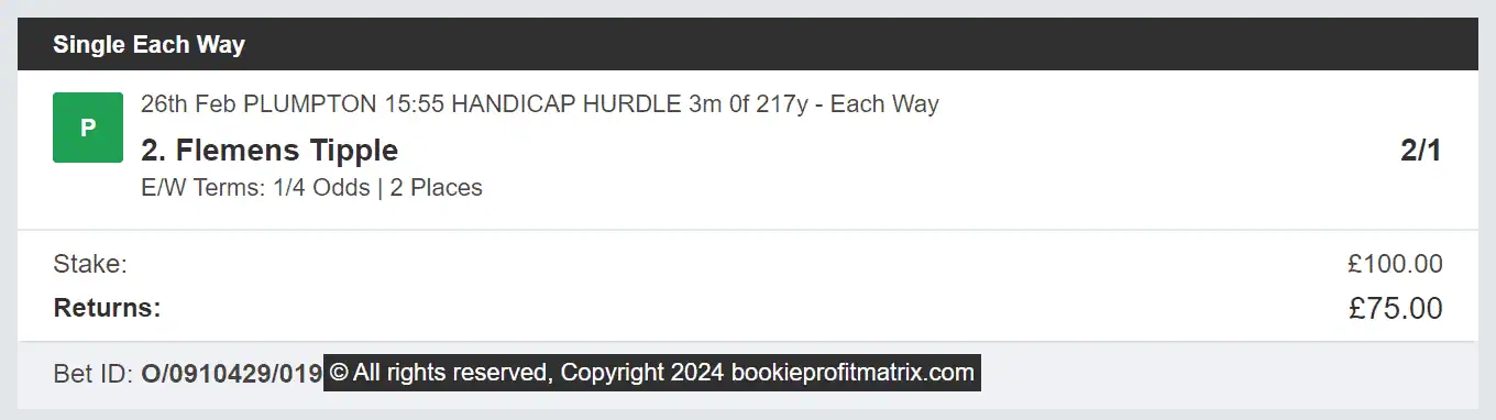 Bookie Profit Matrix - Winner 1 - 2024-02-26