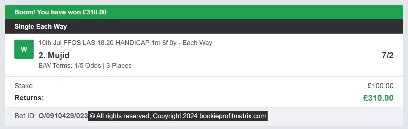 Bookie Profit Matrix - Winner 1 - 2024-07-10