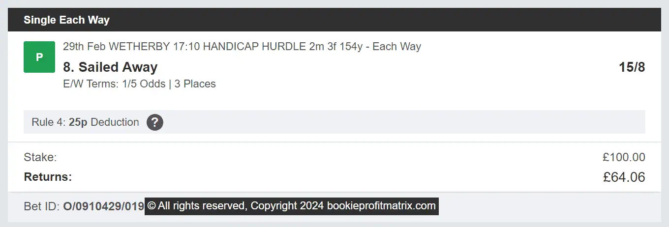 Bookie Profit Matrix - Winner 2 - 2024-02-29