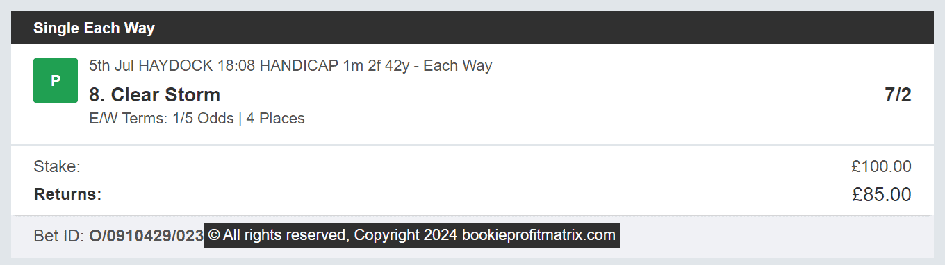Bookie Profit Matrix - Winner 2 - 2024-07-05